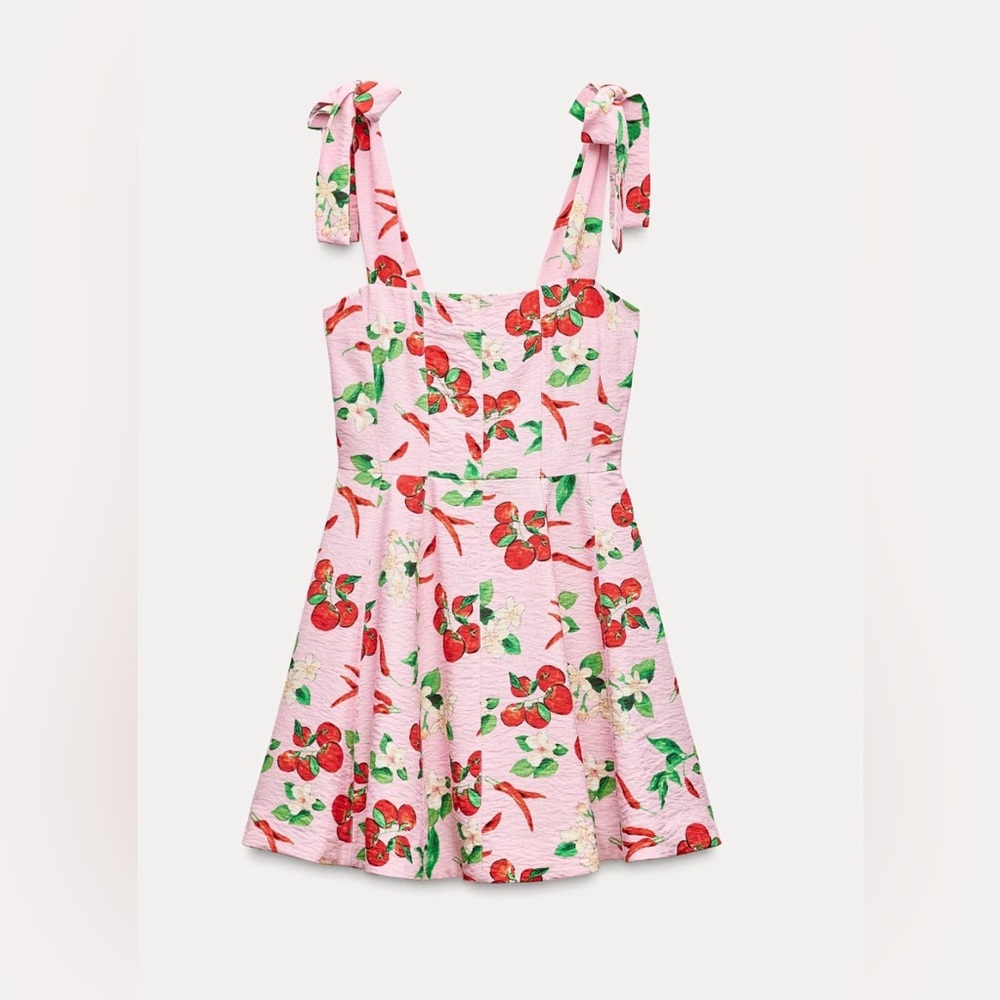 NWT ZARA Cherries Cherry Printed Short Dress Holiday Bloggers Fave - Picture 4 of 4